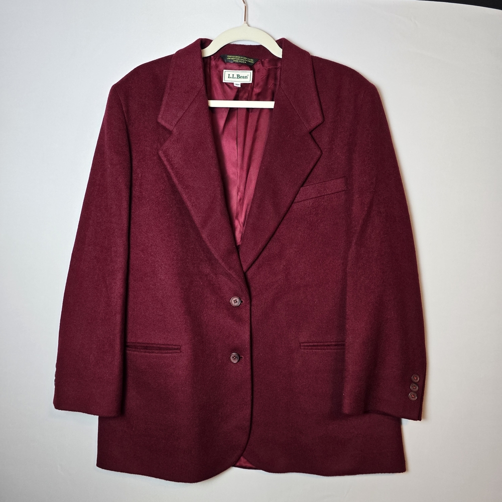 VTG L.L. Bean Women's Burgundy Blazer Tiny Hole